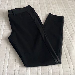 Black leather detail pant